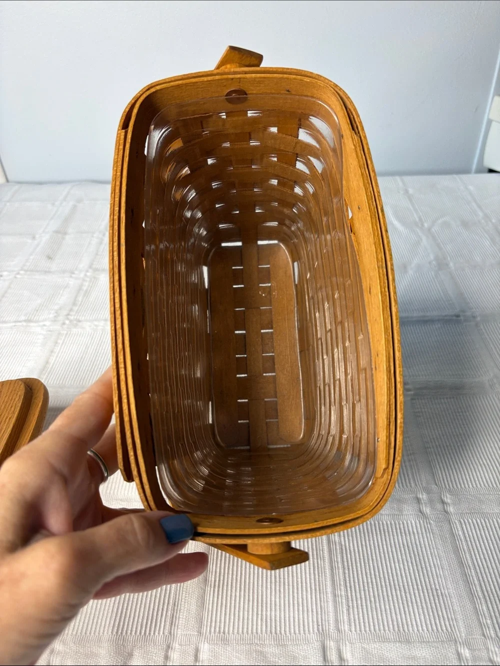 Vintage 1994 Longaberger Dresden Wooden Basket with Lid and 5 Signatures